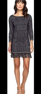 Lucky Brand Jacquard Textured Knit Fringe Dress